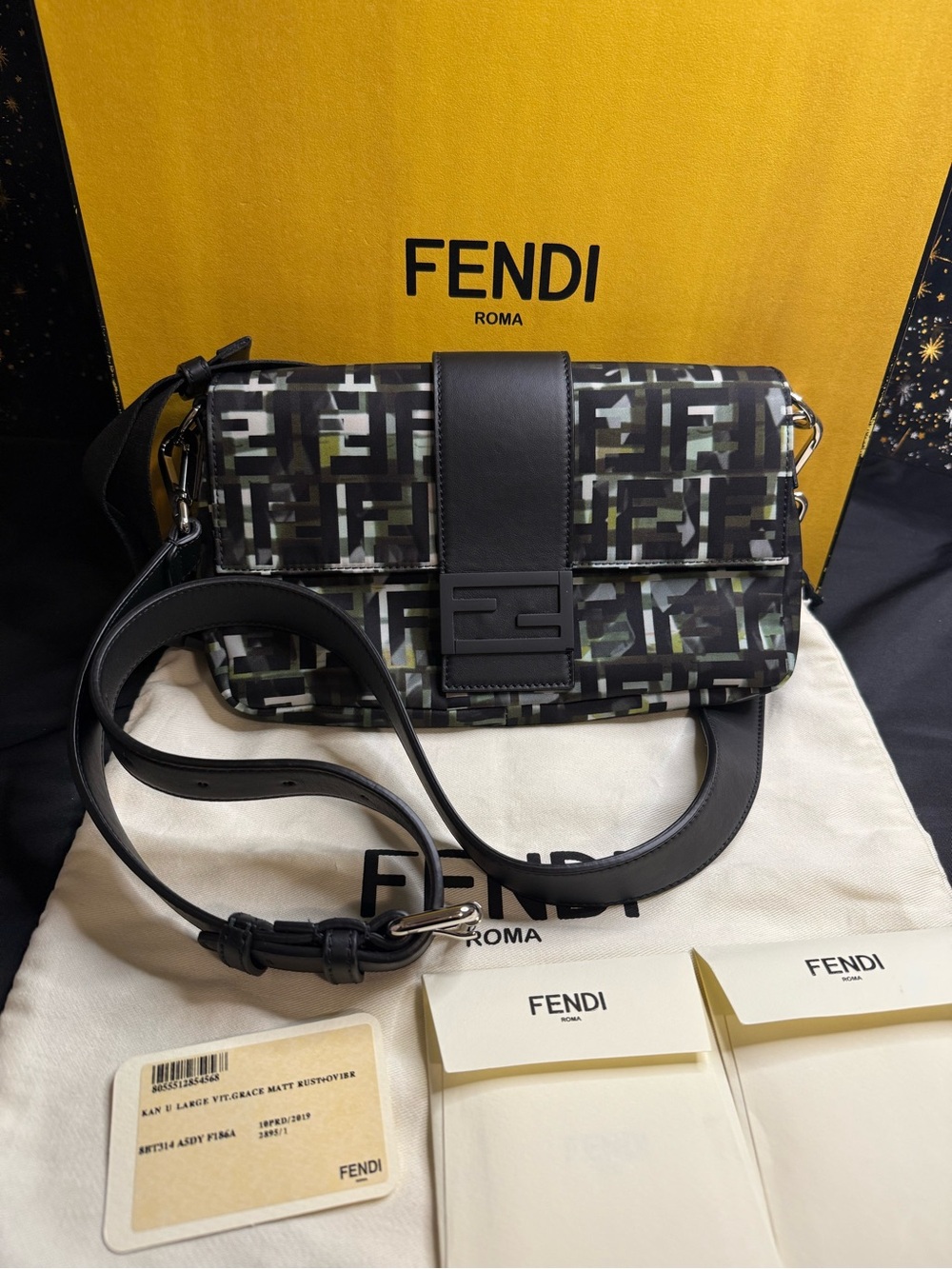 Fendi Multicolor FF Camouflage Crossbody Baguette Belt Bag